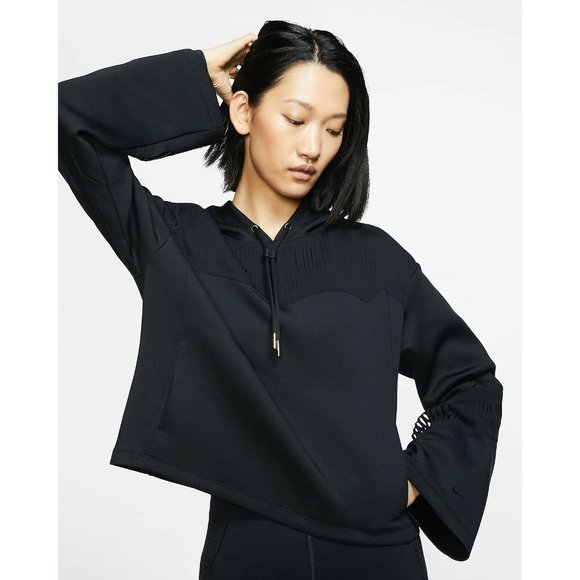 Nike Fringe Training Hoodie Cropped Black Medium - Picture 2 of 7